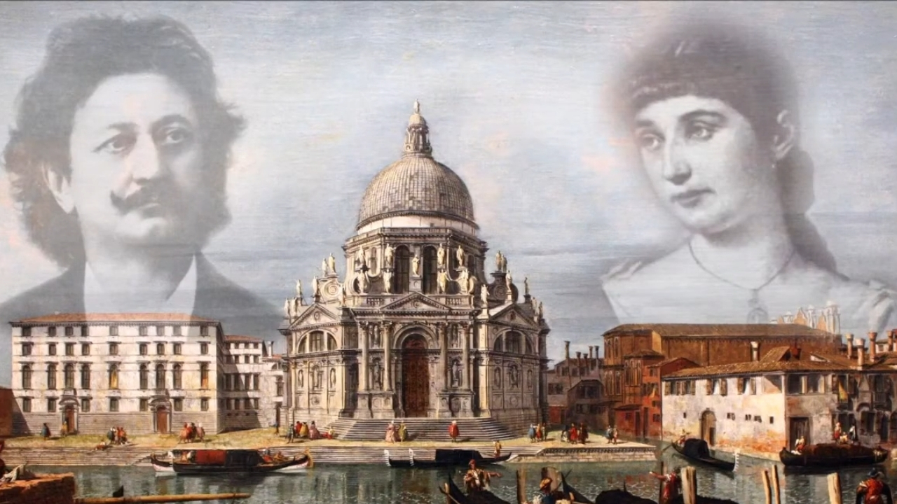 Laza Kostić i Lenka Dunđerski uz crkvu Santa Maria della Salute u Veneciji